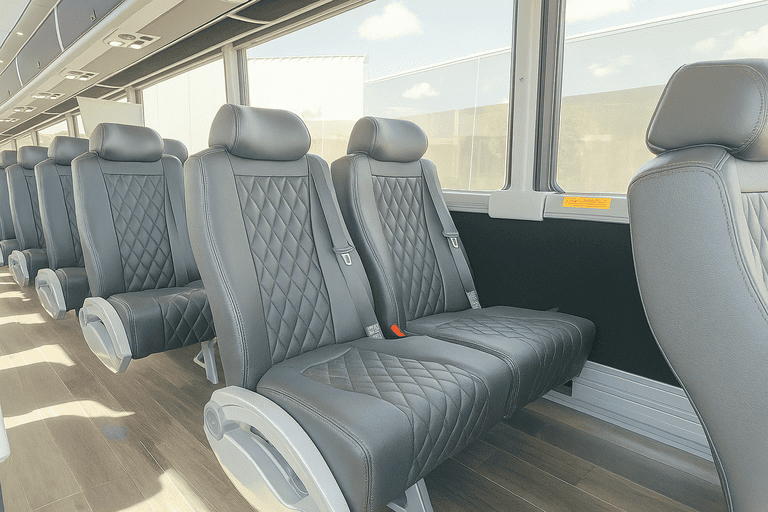 interior of McAllen Coach Bus Service charter bus