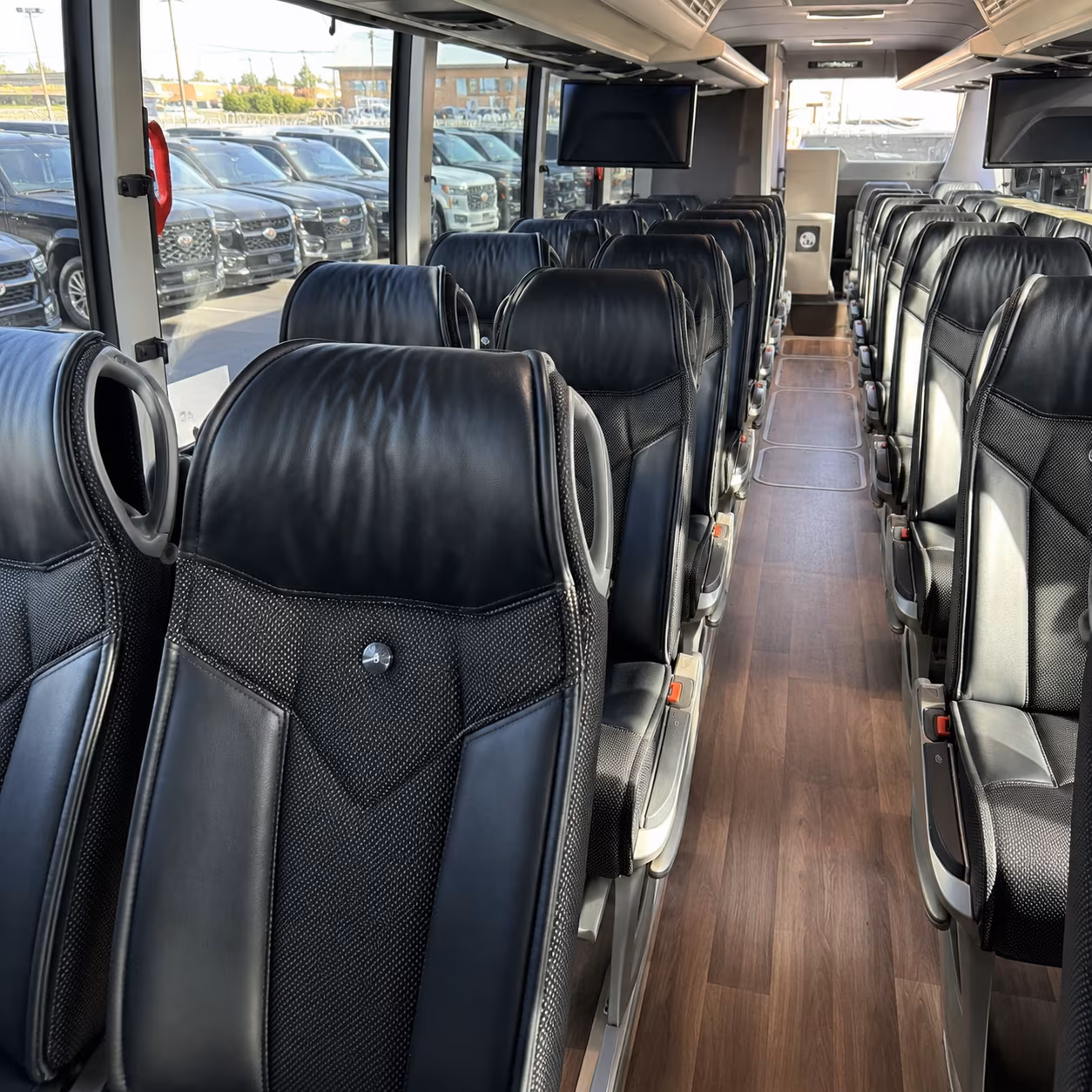 mcallen 56 passenger charter bus inside